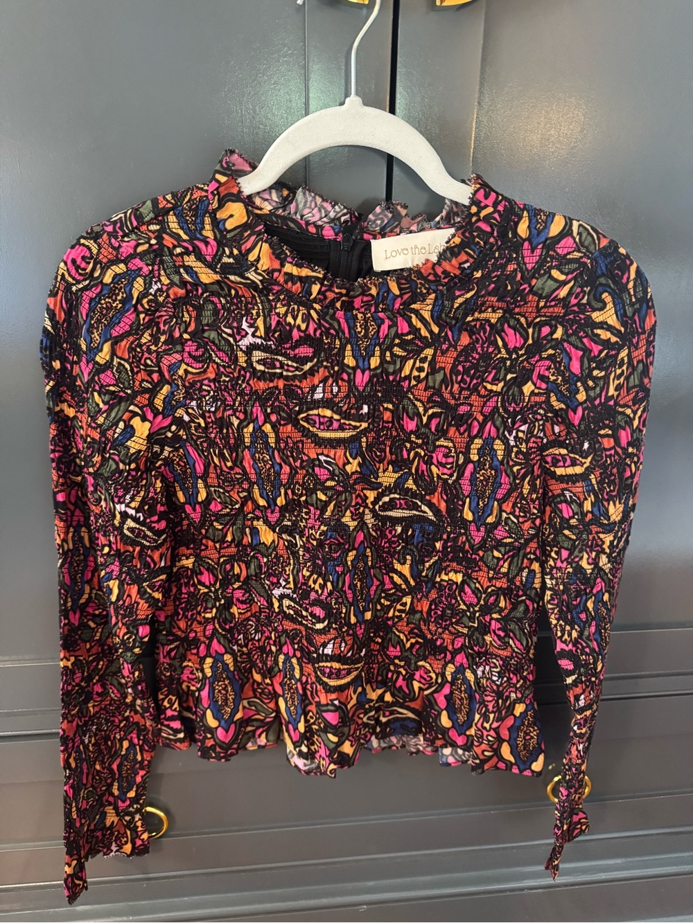 Love The Label Pink & Gold Smocked Long-Sleeve Top